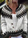 Cardigan Damen schwarz-weiß tailliert mit Knöpfen - 1 - Atelier-Zofia