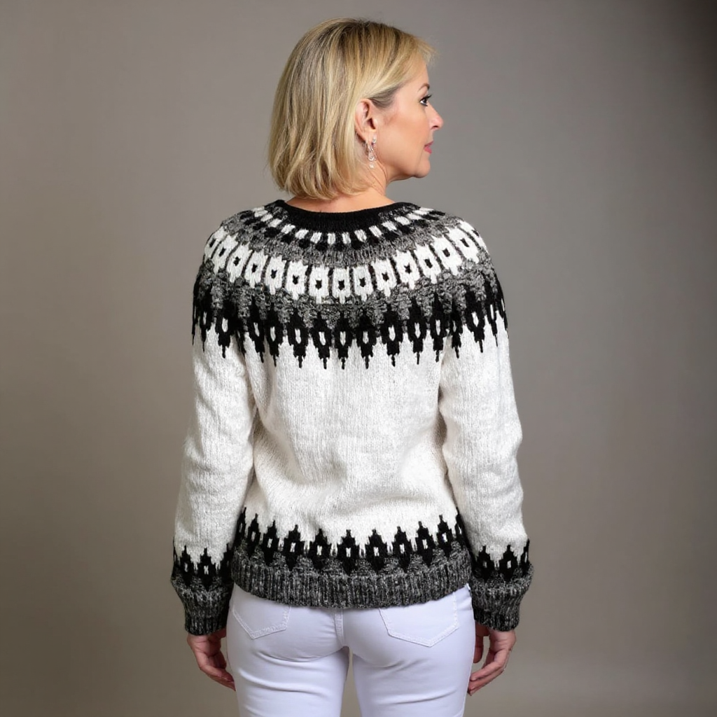 Cardigan Damen schwarz-weiß tailliert mit Knöpfen - 3 - Atelier-Zofia