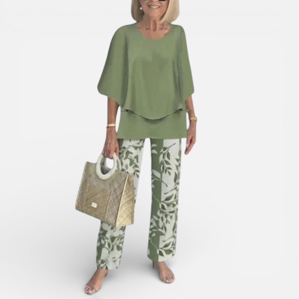 Outfit Damen schwarz figurbetont mit floralem Design - 2 - Atelier-Zofia