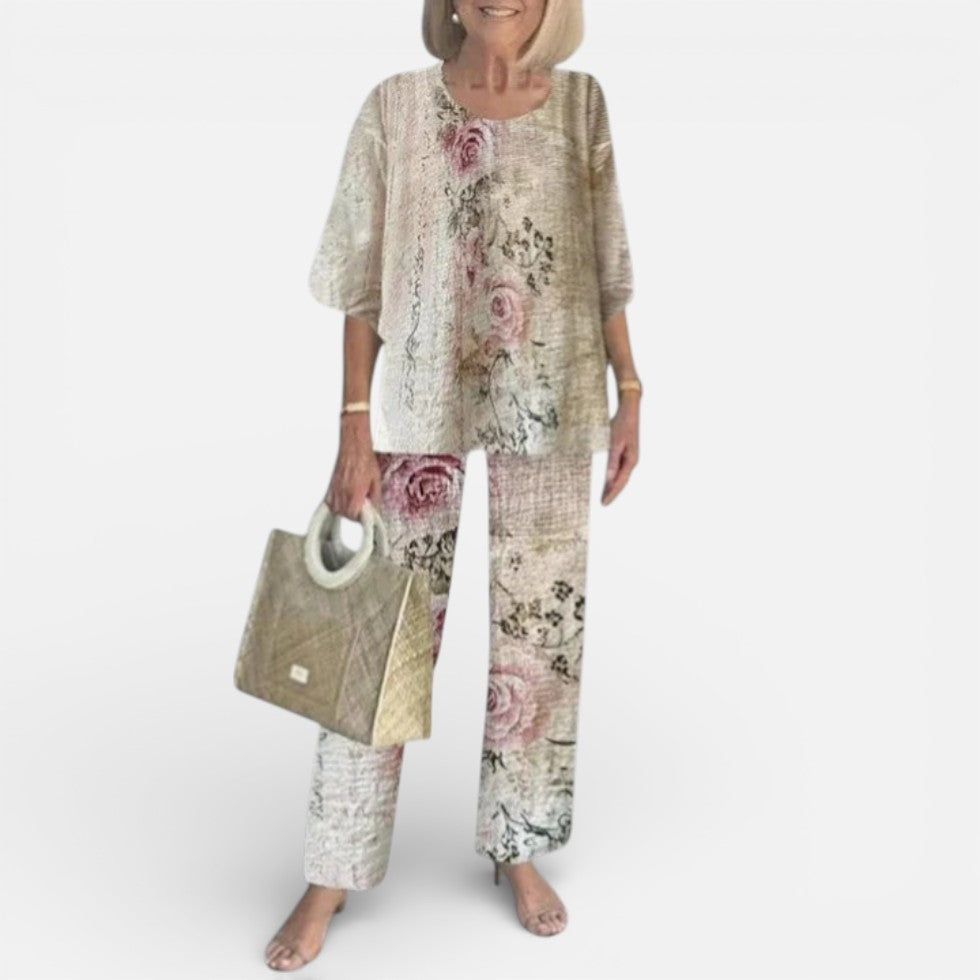 Outfit Damen schwarz figurbetont mit floralem Design - 3 - Atelier-Zofia