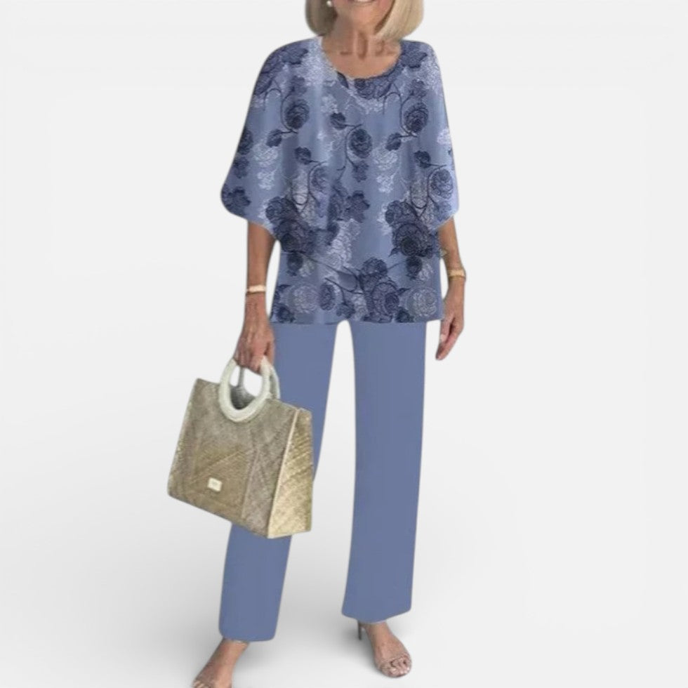Outfit Damen schwarz figurbetont mit floralem Design - 6 - Atelier-Zofia