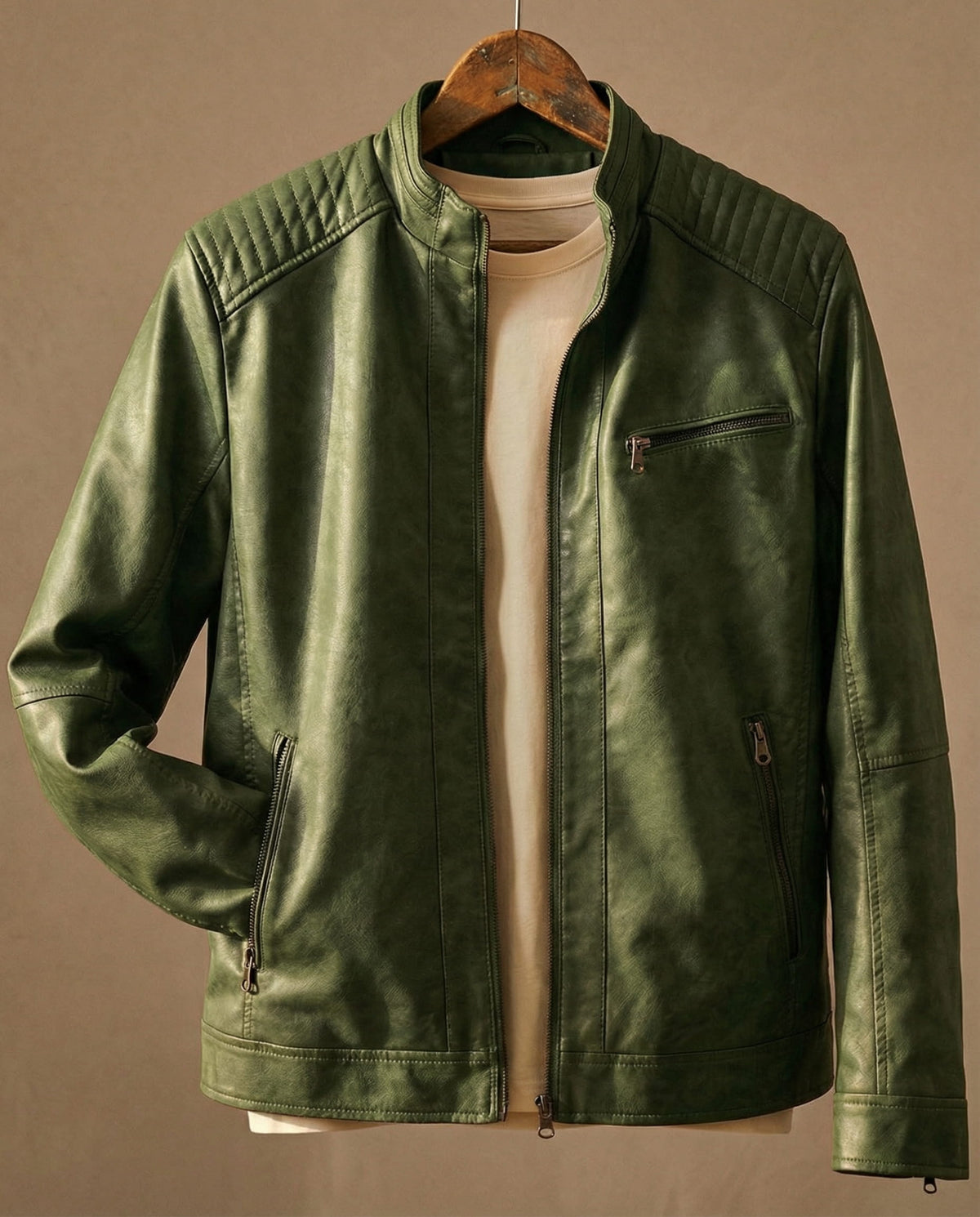 Jacke Herren braun tailliert mit Steppdetails - 2 - Atelier-Zofia