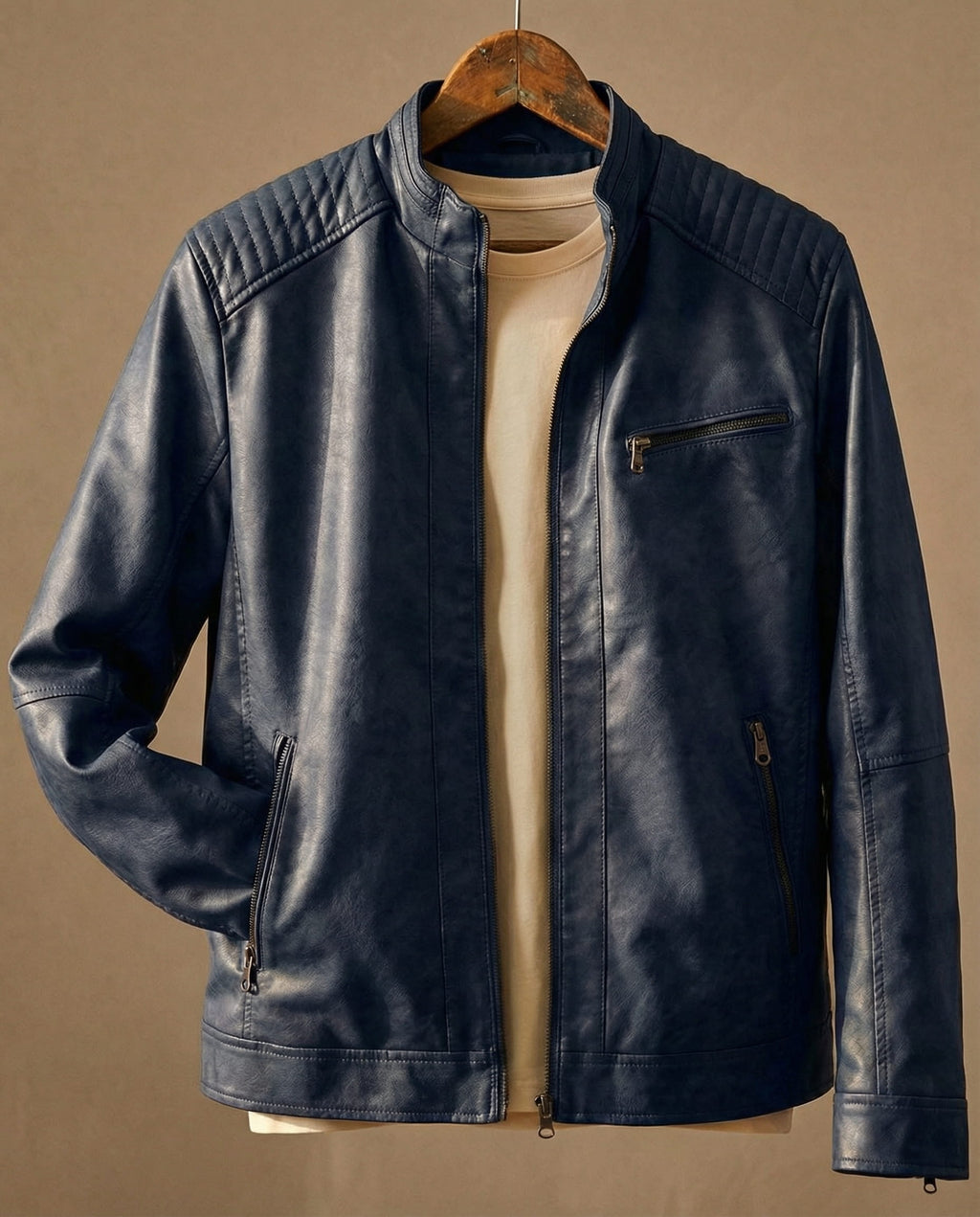 Jacke Herren braun tailliert mit Steppdetails - 4 - Atelier-Zofia