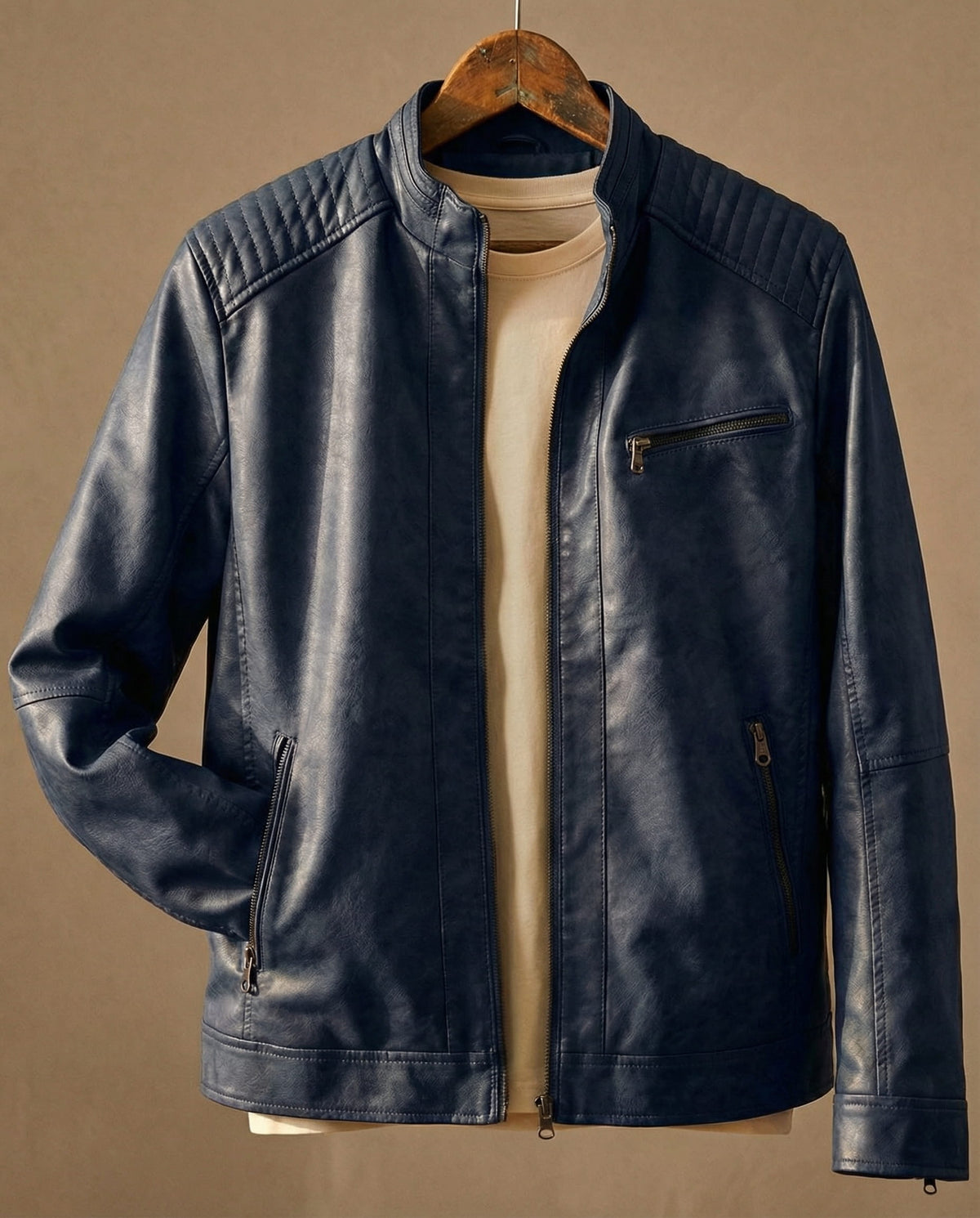 Jacke Herren braun tailliert mit Steppdetails - 4 - Atelier-Zofia