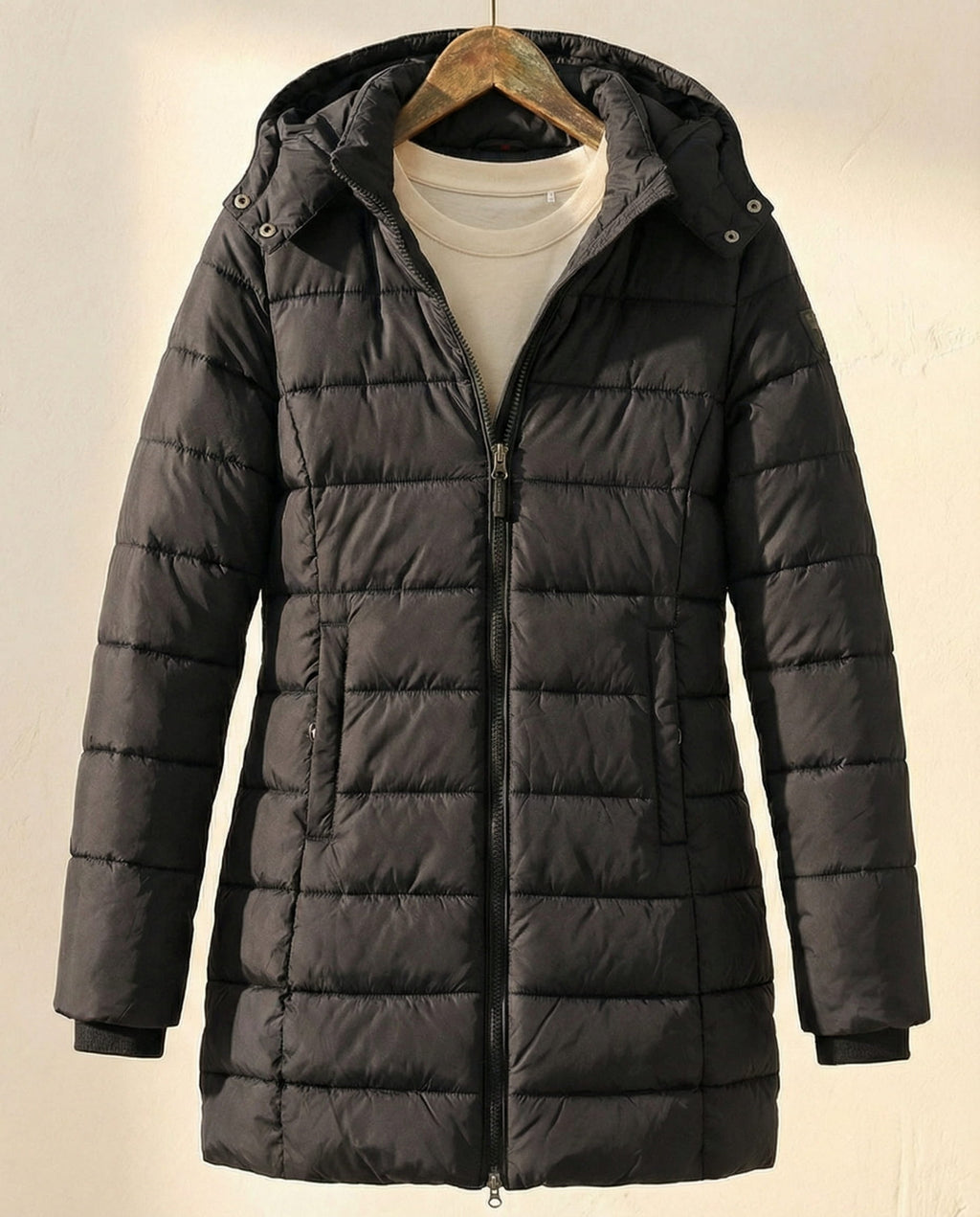 Damen Pufferjacke rot figurbetont mit Kapuze - 6 - Atelier-Zofia