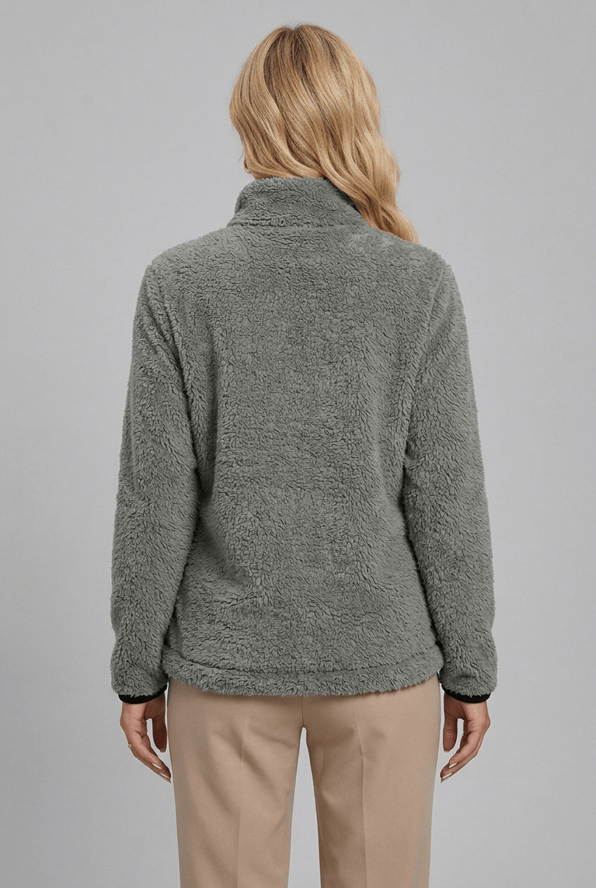 Jacke Damen grau mit hohem Kragen und durchgehendem Zipper - 2 - Atelier-Zofia