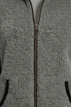 Jacke Damen grau mit hohem Kragen und durchgehendem Zipper - 3 - Atelier-Zofia