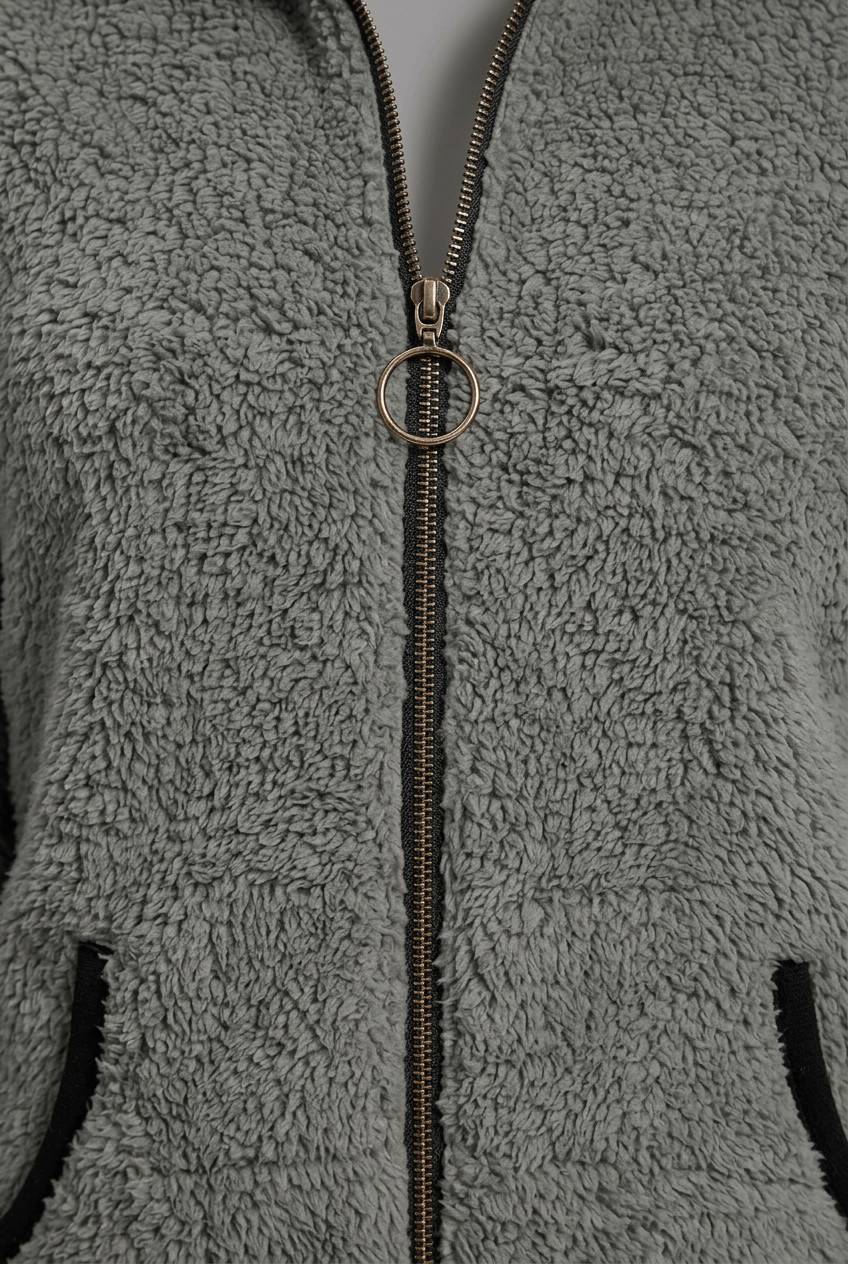 Jacke Damen grau mit hohem Kragen und durchgehendem Zipper - 3 - Atelier-Zofia