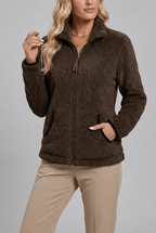 Jacke Damen grau mit hohem Kragen und durchgehendem Zipper - 4 - Atelier-Zofia