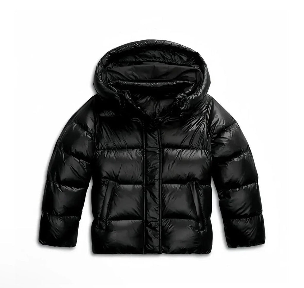 Damen Winterjacke schwarz tailliert mit Kapuze - 8 - Atelier-Zofia