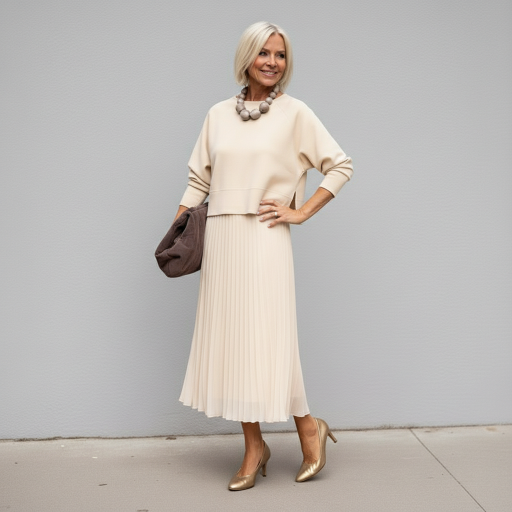 Maxikleid Damen grau tailliert mit Tüllrock und langen Ärmeln - 12 - Atelier-Zofia