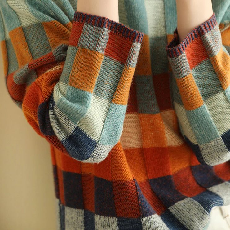 Pullover Damen bunt mit Stehkragen und langen Ärmeln - 5 - Atelier-Zofia