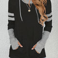 Hoodie Damen schwarz mit langen Ärmeln und Kapuze - 1 - Atelier-Zofia