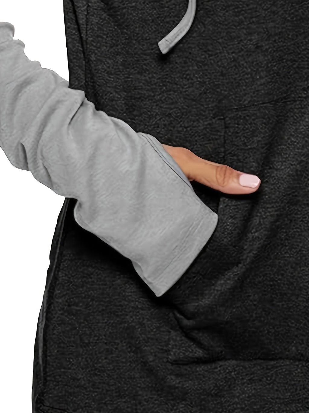 Hoodie Damen schwarz mit langen Ärmeln und Kapuze - 5 - Atelier-Zofia