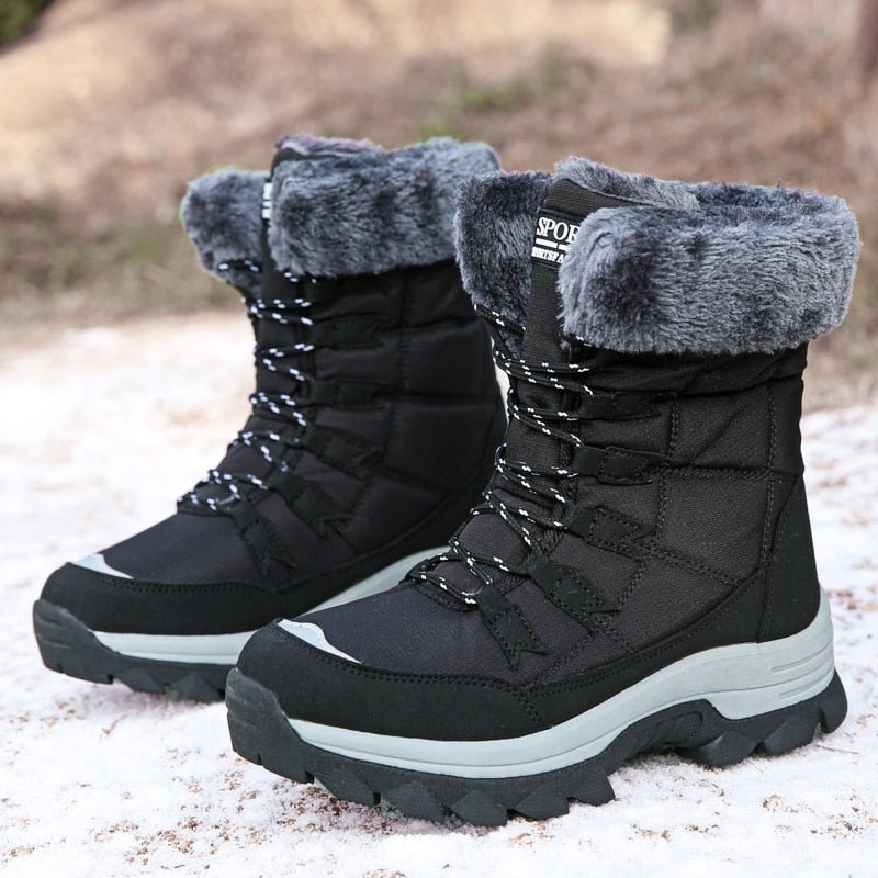 Winterstiefel Damen schwarz gefüttert mit Schnürung - 3 - Atelier-Zofia