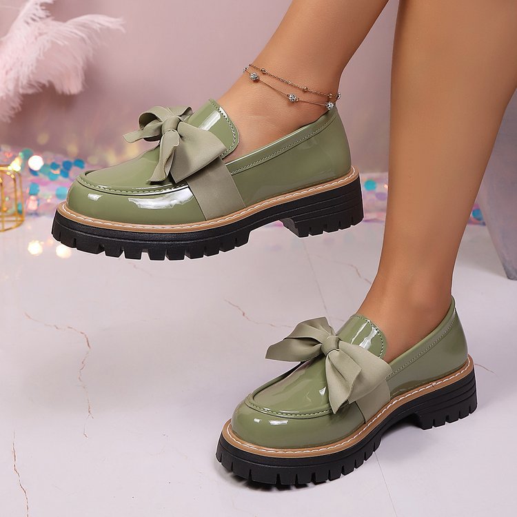 Loafers Damen braun figurbetont mit Schleife und chunky Sohle - 3 - Atelier-Zofia