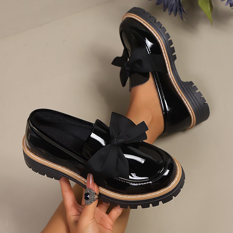 Loafers Damen braun figurbetont mit Schleife und chunky Sohle - 4 - Atelier-Zofia