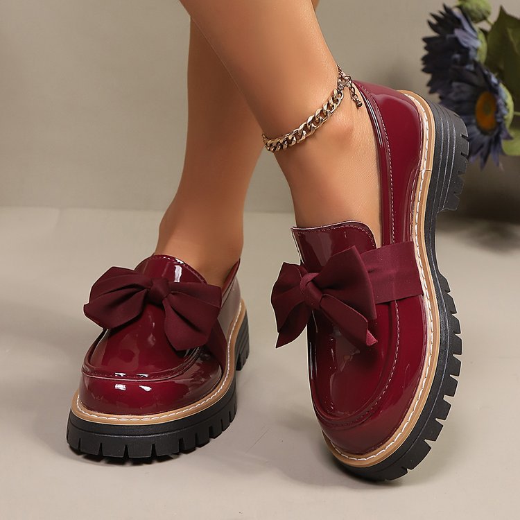 Loafers Damen braun figurbetont mit Schleife und chunky Sohle - 5 - Atelier-Zofia