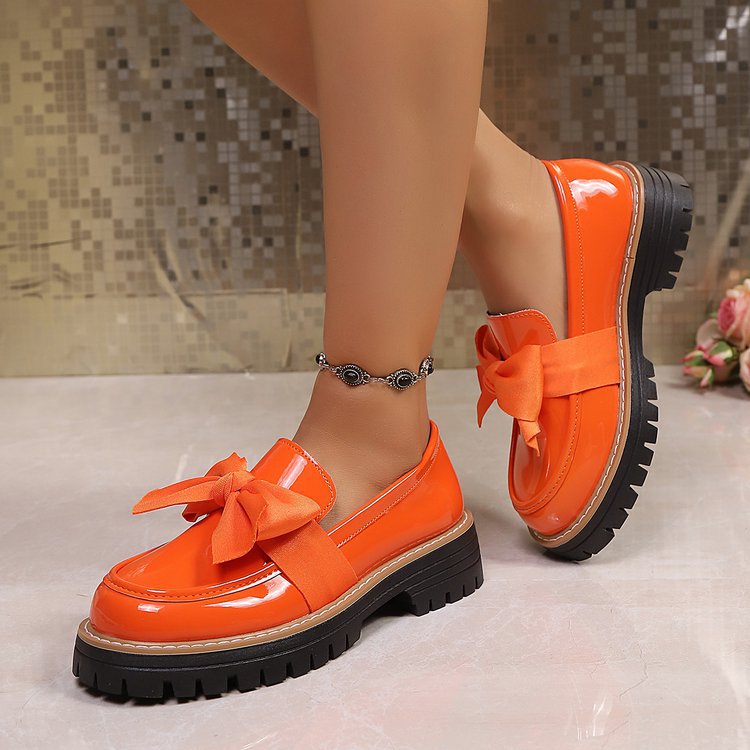 Loafers Damen braun figurbetont mit Schleife und chunky Sohle - 6 - Atelier-Zofia