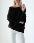 Pullover Damen schwarz oversized mit schulterfreiem Design - 1 - Atelier-Zofia