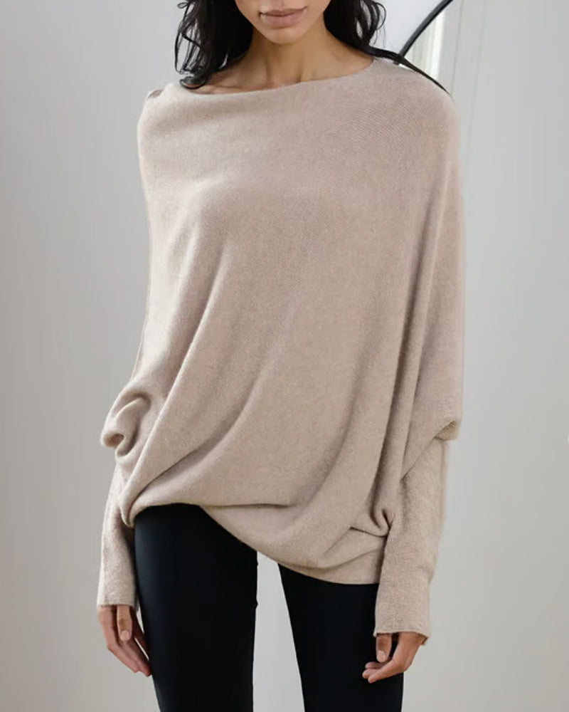 Pullover Damen schwarz oversized mit schulterfreiem Design - 3 - Atelier-Zofia