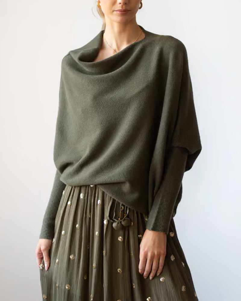 Pullover Damen schwarz oversized mit schulterfreiem Design - 4 - Atelier-Zofia