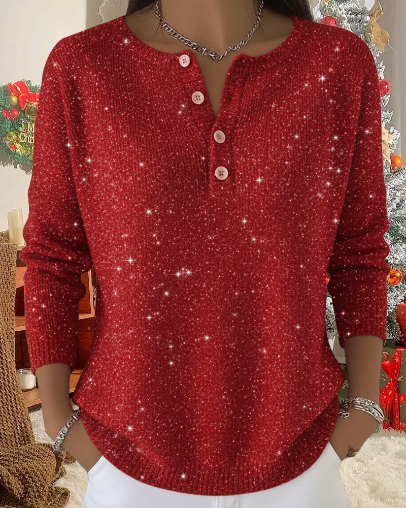 Pullover Damen rot lässig mit Knopfdetails - 2 - Atelier-Zofia