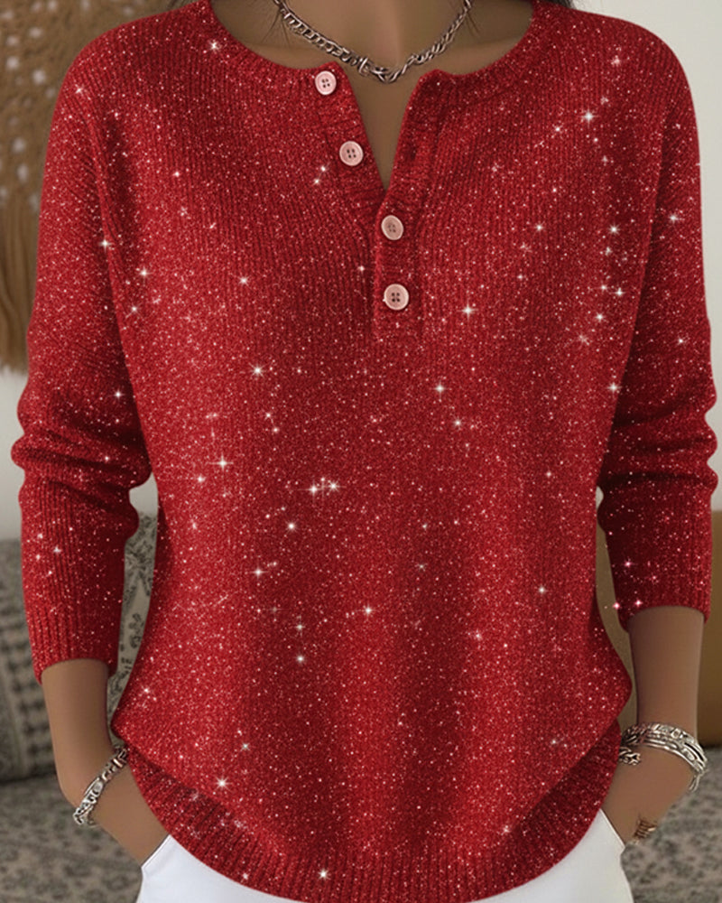 Pullover Damen rot lässig mit Knopfdetails - 3 - Atelier-Zofia