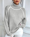Pullover Damen grau locker mit hochgeschlossenem Kragen - 1 - Atelier-Zofia