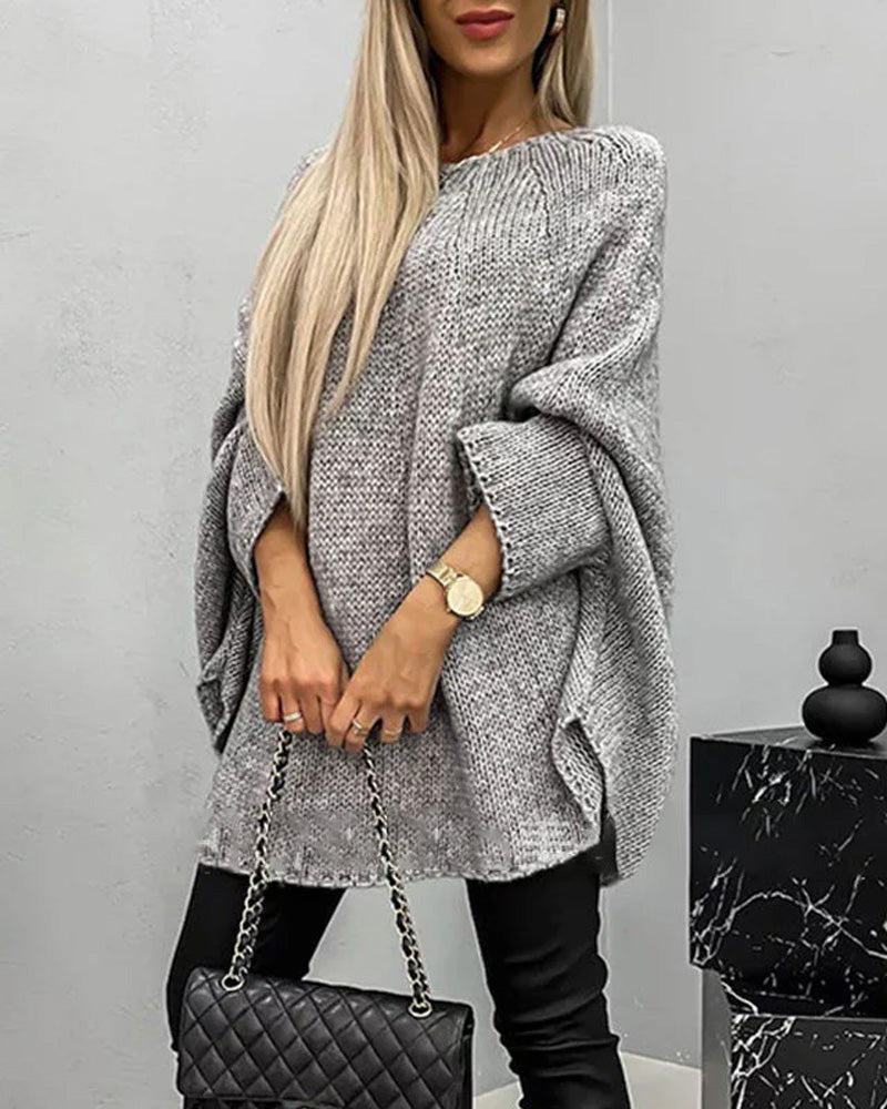 Pullover Damen creme weit geschnitten mit Rundhalsausschnitt - 5 - Atelier-Zofia
