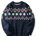 Pullover Damen blau mit Norwegermuster und lässigem Schnitt - 1 - Atelier-Zofia