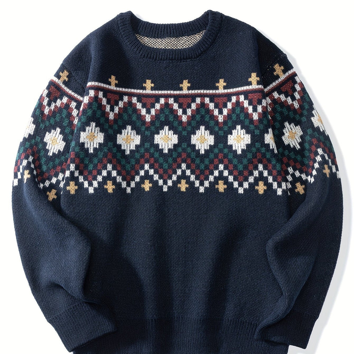 Pullover Damen blau mit Norwegermuster und lässigem Schnitt - 1 - Atelier-Zofia