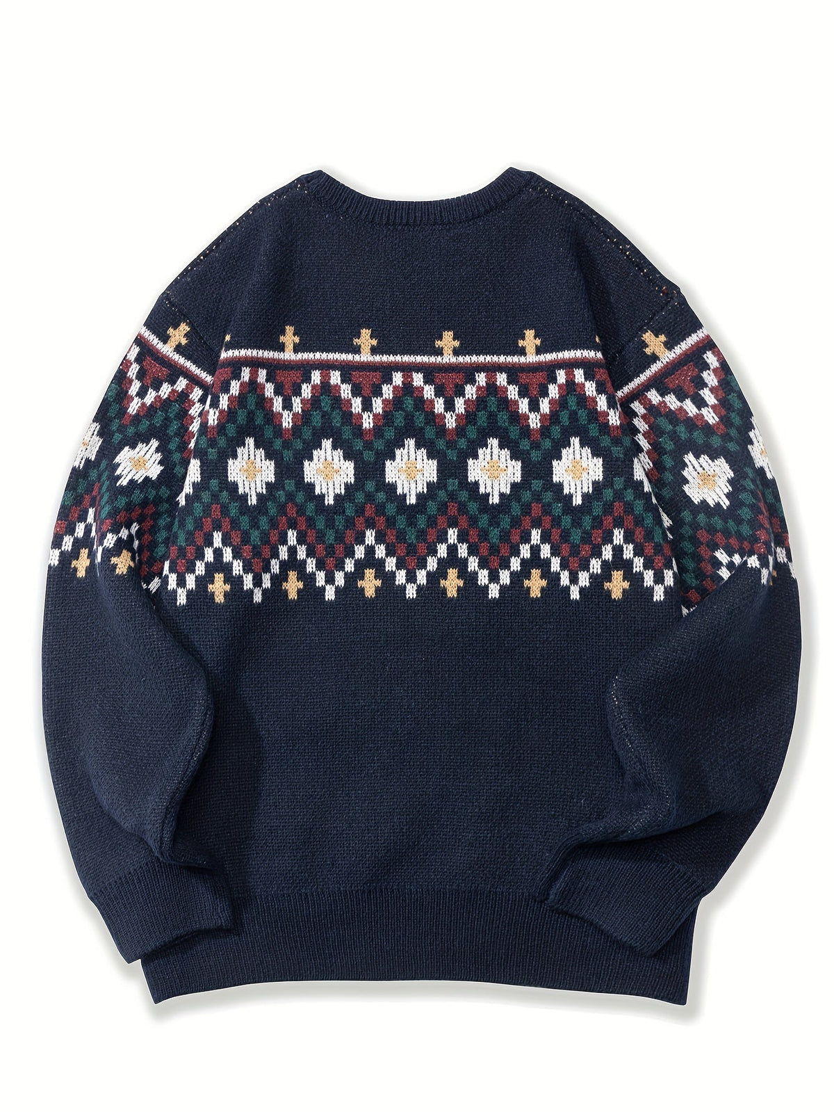 Pullover Damen blau mit Norwegermuster und lässigem Schnitt - 3 - Atelier-Zofia