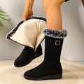 Stiefel Damen schwarz mit Kunstfellkragen und Reißverschluss - 1 - Atelier-Zofia