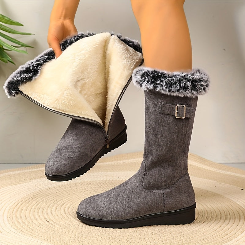 Stiefel Damen schwarz mit Kunstfellkragen und Reißverschluss - 4 - Atelier-Zofia