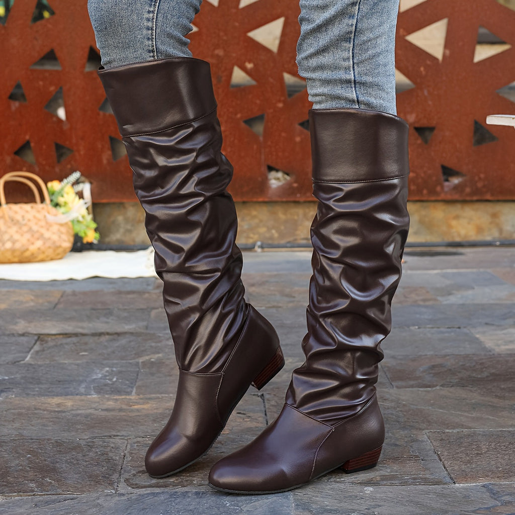 Stiefel Damen schwarz schlauchförmig mit niedrigem Absatz - 3 - Atelier-Zofia