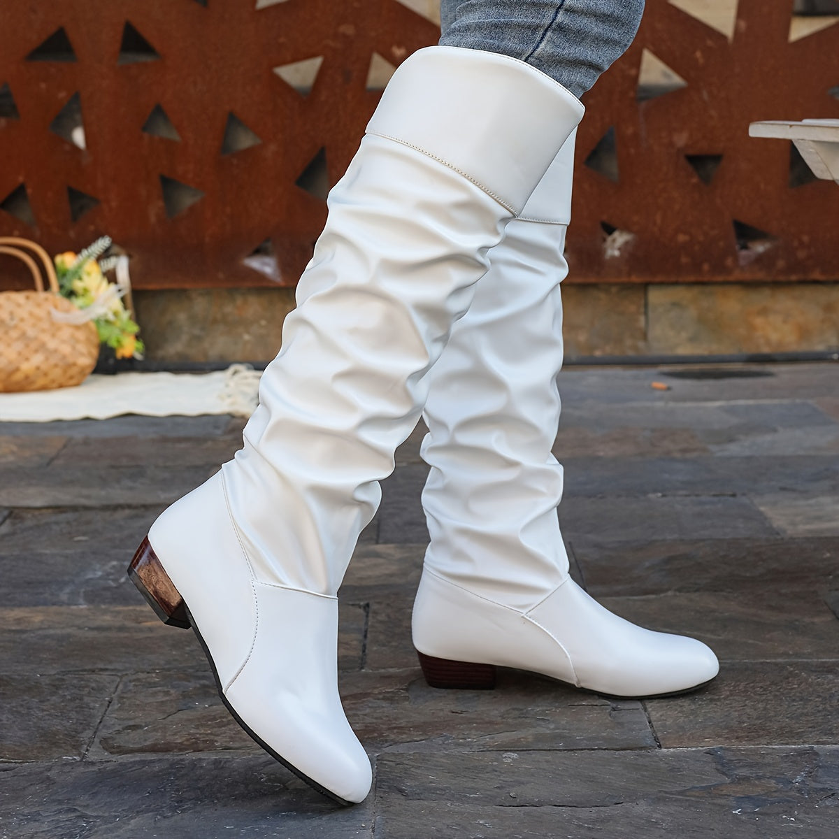 Stiefel Damen schwarz schlauchförmig mit niedrigem Absatz - 4 - Atelier-Zofia