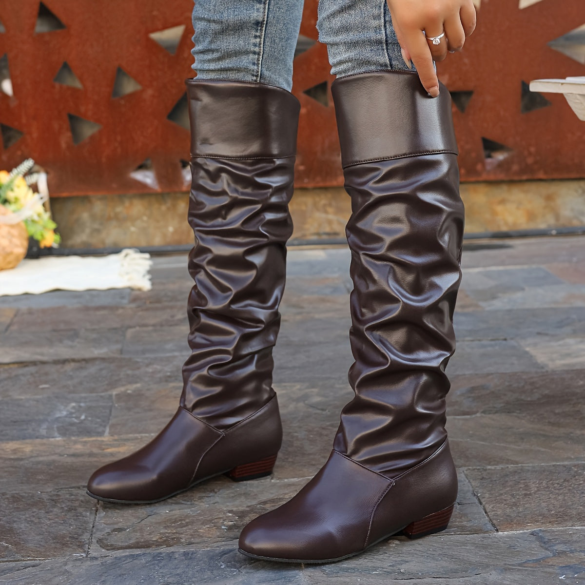 Stiefel Damen schwarz schlauchförmig mit niedrigem Absatz - 9 - Atelier-Zofia