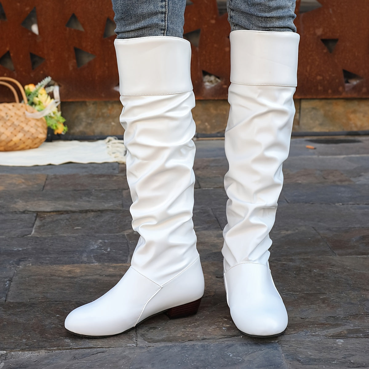 Stiefel Damen schwarz schlauchförmig mit niedrigem Absatz - 10 - Atelier-Zofia