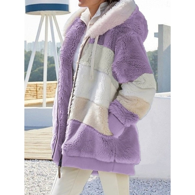 Damen Jacke grün oversized mit Kapuze und Reißverschluss - 5 - Atelier-Zofia