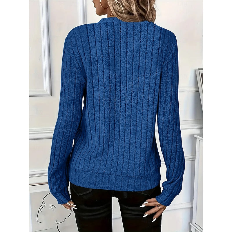 Pullover Damen blau tailliert mit Reißverschluss - 2 - Atelier-Zofia