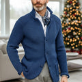 Jacke Herren blau tailliert mit Stehkragen und Knopfverschluss - 1 - Atelier-Zofia