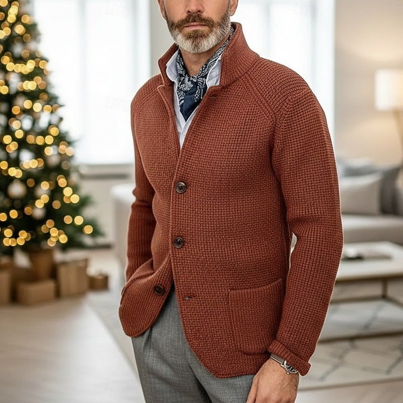 Jacke Herren blau tailliert mit Stehkragen und Knopfverschluss - 2 - Atelier-Zofia