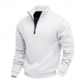 Sweater Herren weiß mit Stehkragen und Reißverschluss - 1 - Atelier-Zofia
