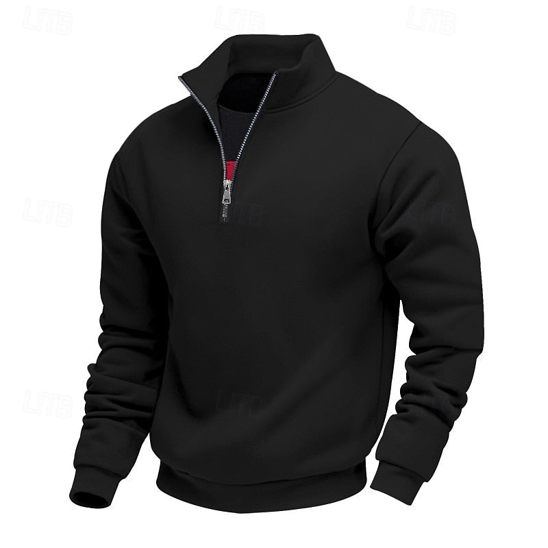Sweater Herren weiß mit Stehkragen und Reißverschluss - 4 - Atelier-Zofia