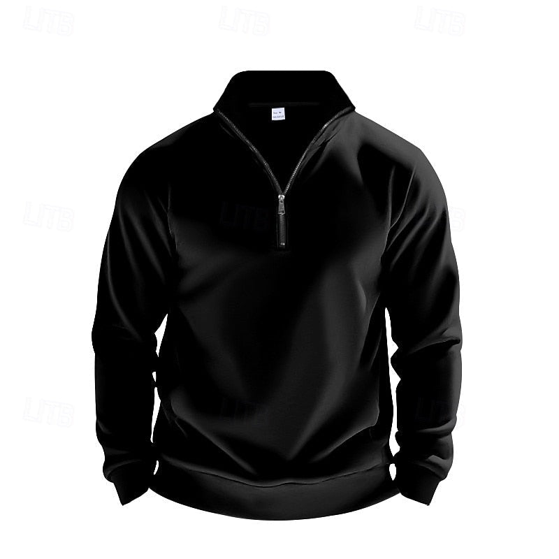 Sweater Herren weiß mit Stehkragen und Reißverschluss - 5 - Atelier-Zofia