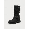 Bikerstiefel Damen schwarz figurbetont mit Gürtelschnalle - 2 - Atelier-Zofia