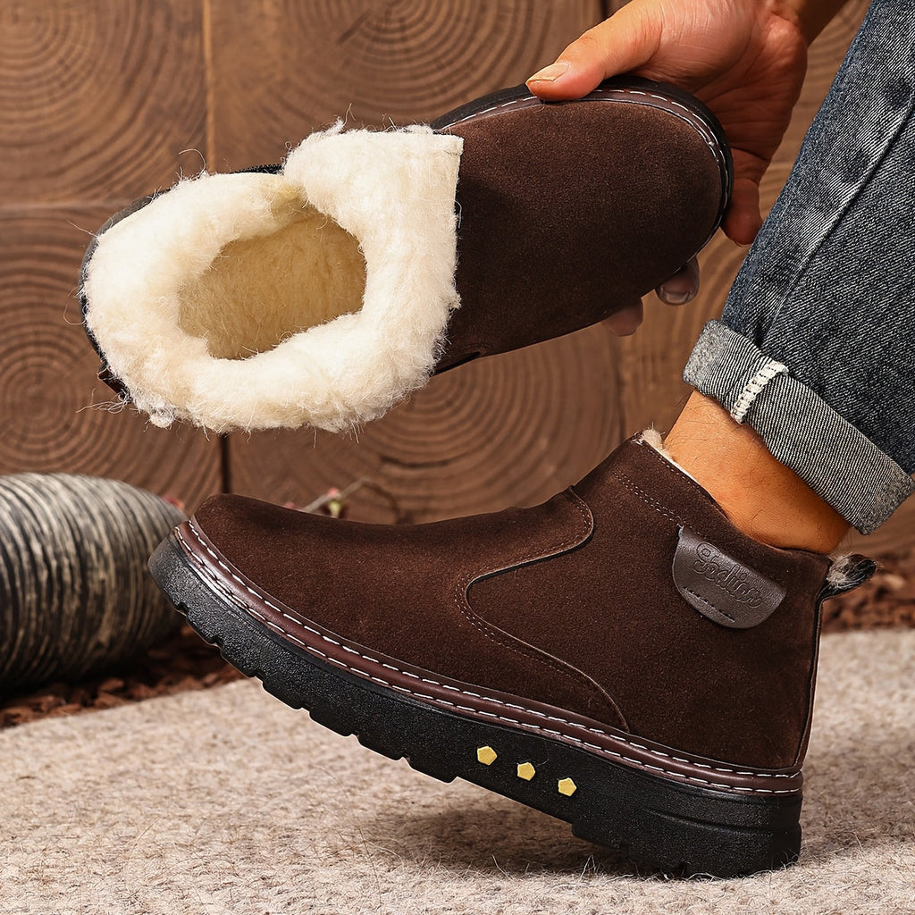 Damen Boots braun mit seitlichem Reißverschluss und flauschigem Innenfutter - 5 - Atelier-Zofia