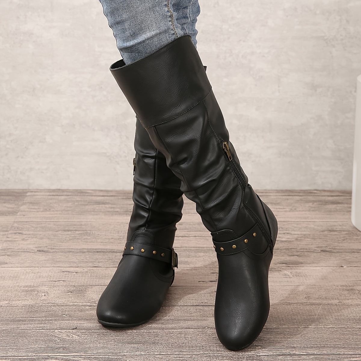 Stiefel Damen braun figurbetont mit seitlichem Reißverschluss - 9 - Atelier-Zofia