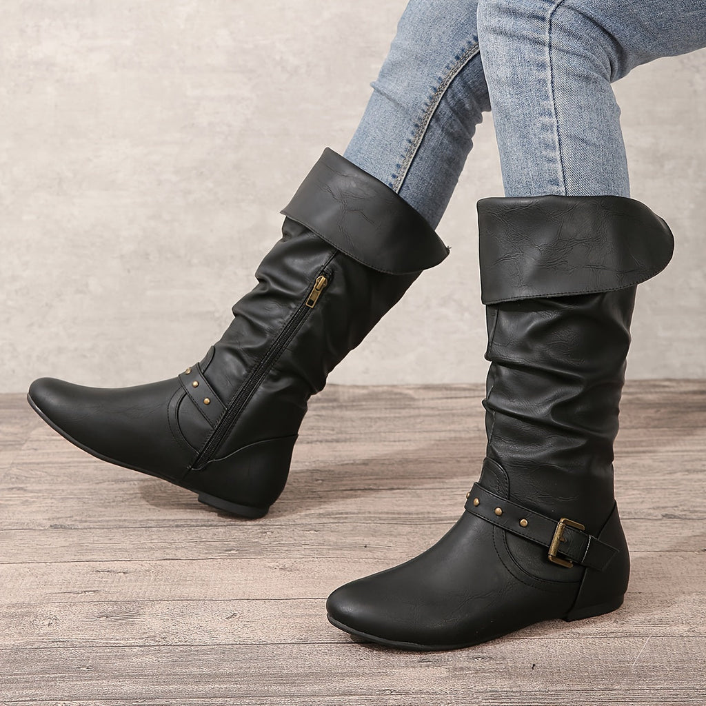 Stiefel Damen braun figurbetont mit seitlichem Reißverschluss - 12 - Atelier-Zofia